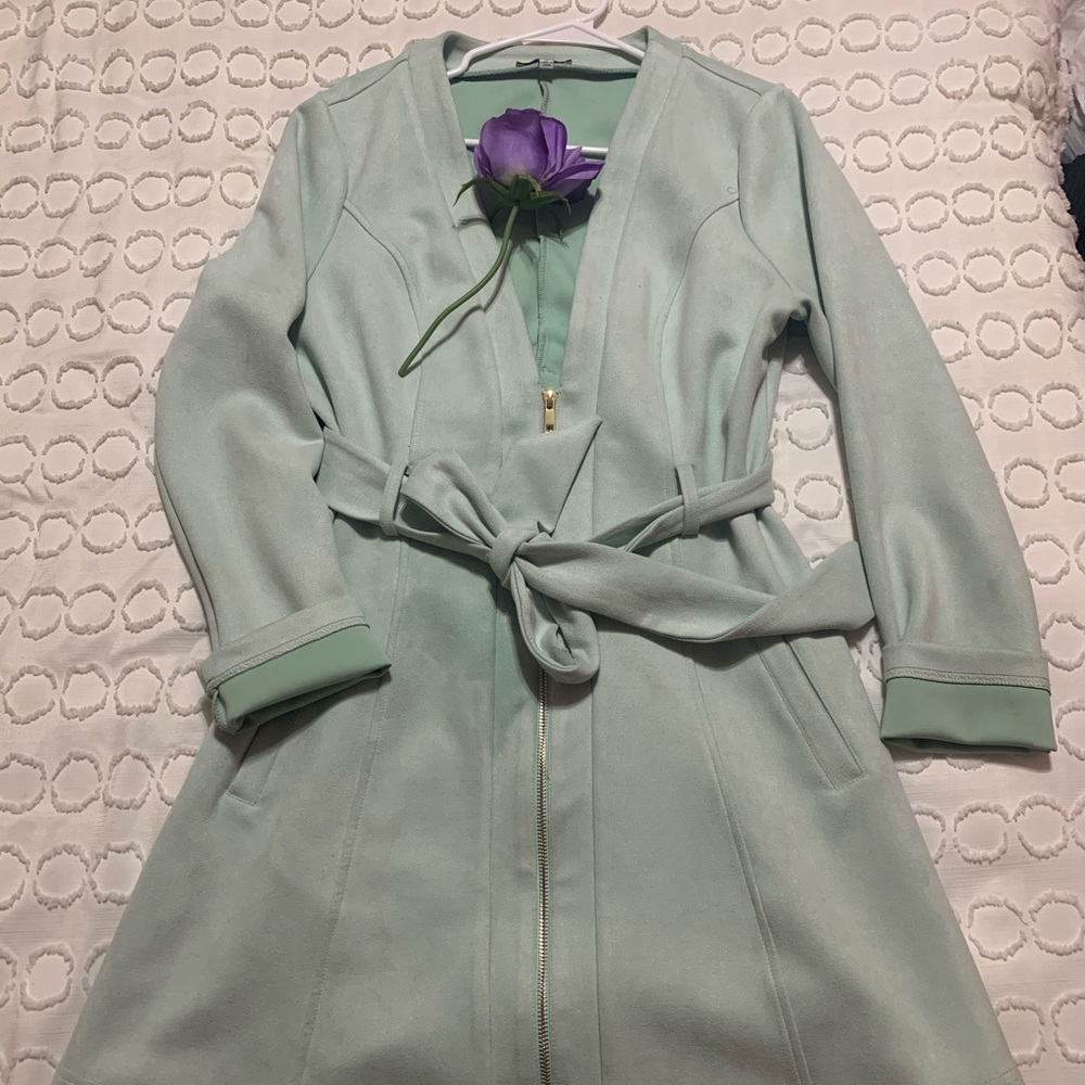 MINT GREEN SUEDE WRAPPED DRESS